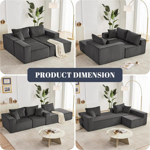 108 inch sectional sofa, cloud sectional sofa with deep seat, modern sectional L shaped sofa - Wigtrends