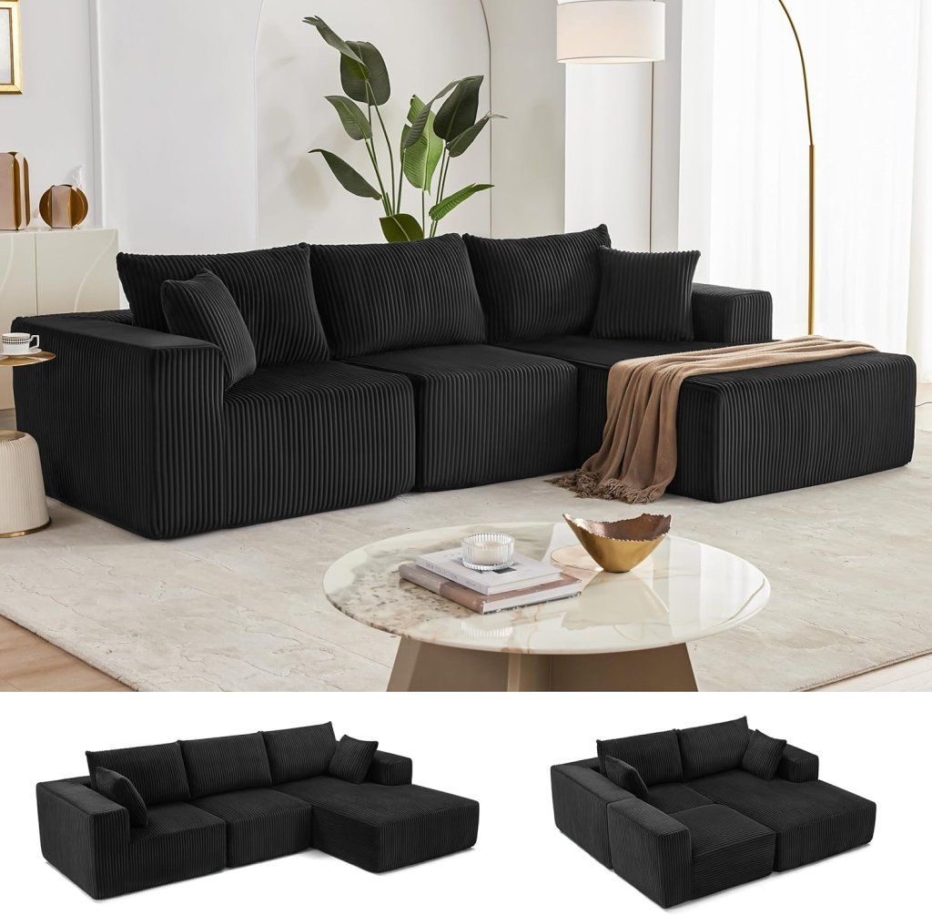 108 inch sectional sofa, cloud sectional sofa with deep seat, modern sectional L shaped sofa - Wigtrends