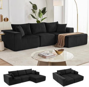 108 inch sectional sofa, cloud sectional sofa with deep seat, modern sectional L shaped sofa - Wigtrends