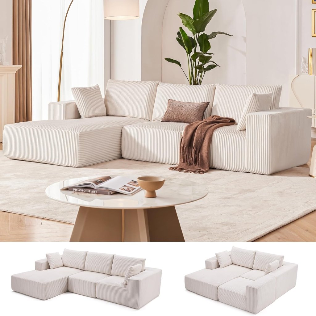 108 inch sectional sofa, cloud sectional sofa with deep seat, modern sectional L shaped sofa - Wigtrends