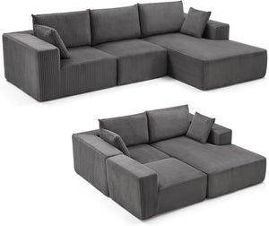 108 inch sectional sofa, cloud sectional sofa with deep seat, modern sectional L shaped sofa - Wigtrends