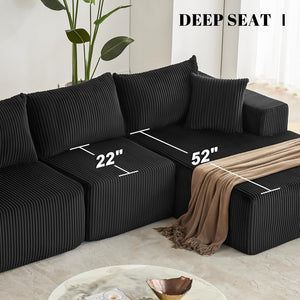 108 inch sectional sofa, cloud sectional sofa with deep seat, modern sectional L shaped sofa - Wigtrends