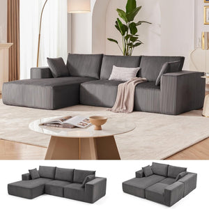 108 inch sectional sofa, cloud sectional sofa with deep seat, modern sectional L shaped sofa - Wigtrends