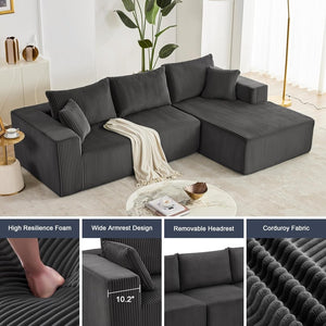 108 inch sectional sofa, cloud sectional sofa with deep seat, modern sectional L shaped sofa - Wigtrends