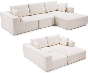108 inch sectional sofa, cloud sectional sofa with deep seat, modern sectional L shaped sofa - Wigtrends