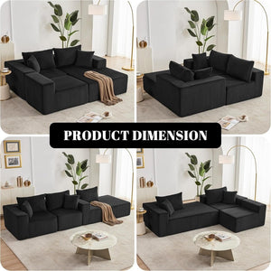 108 inch sectional sofa, cloud sectional sofa with deep seat, modern sectional L shaped sofa - Wigtrends