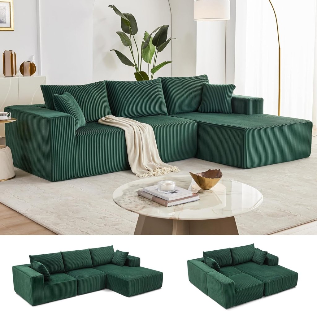 108 inch sectional sofa, cloud sectional sofa with deep seat, modern sectional L shaped sofa - Wigtrends
