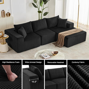 108 inch sectional sofa, cloud sectional sofa with deep seat, modern sectional L shaped sofa - Wigtrends