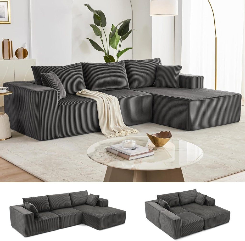 108 inch sectional sofa, cloud sectional sofa with deep seat, modern sectional L shaped sofa - Wigtrends