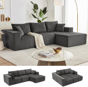 108 inch sectional sofa, cloud sectional sofa with deep seat, modern sectional L shaped sofa - Wigtrends