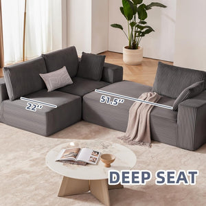 108 inch sectional sofa, cloud sectional sofa with deep seat, modern sectional L shaped sofa - Wigtrends