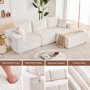 108 inch sectional sofa, cloud sectional sofa with deep seat, modern sectional L shaped sofa - Wigtrends