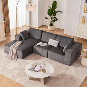 108 inch sectional sofa, cloud sectional sofa with deep seat, modern sectional L shaped sofa - Wigtrends