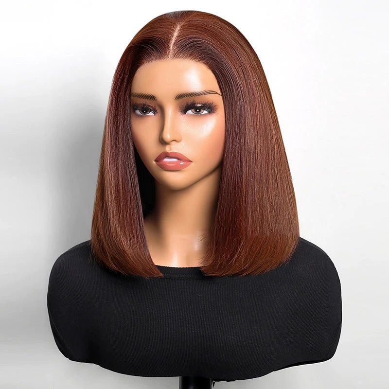 12 inches Bob Style Straight Highlight Human Hair Wig - Wigtrends