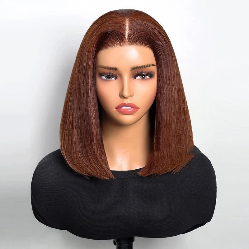 12 inches Bob Style Straight Highlight Human Hair Wig - Wigtrends