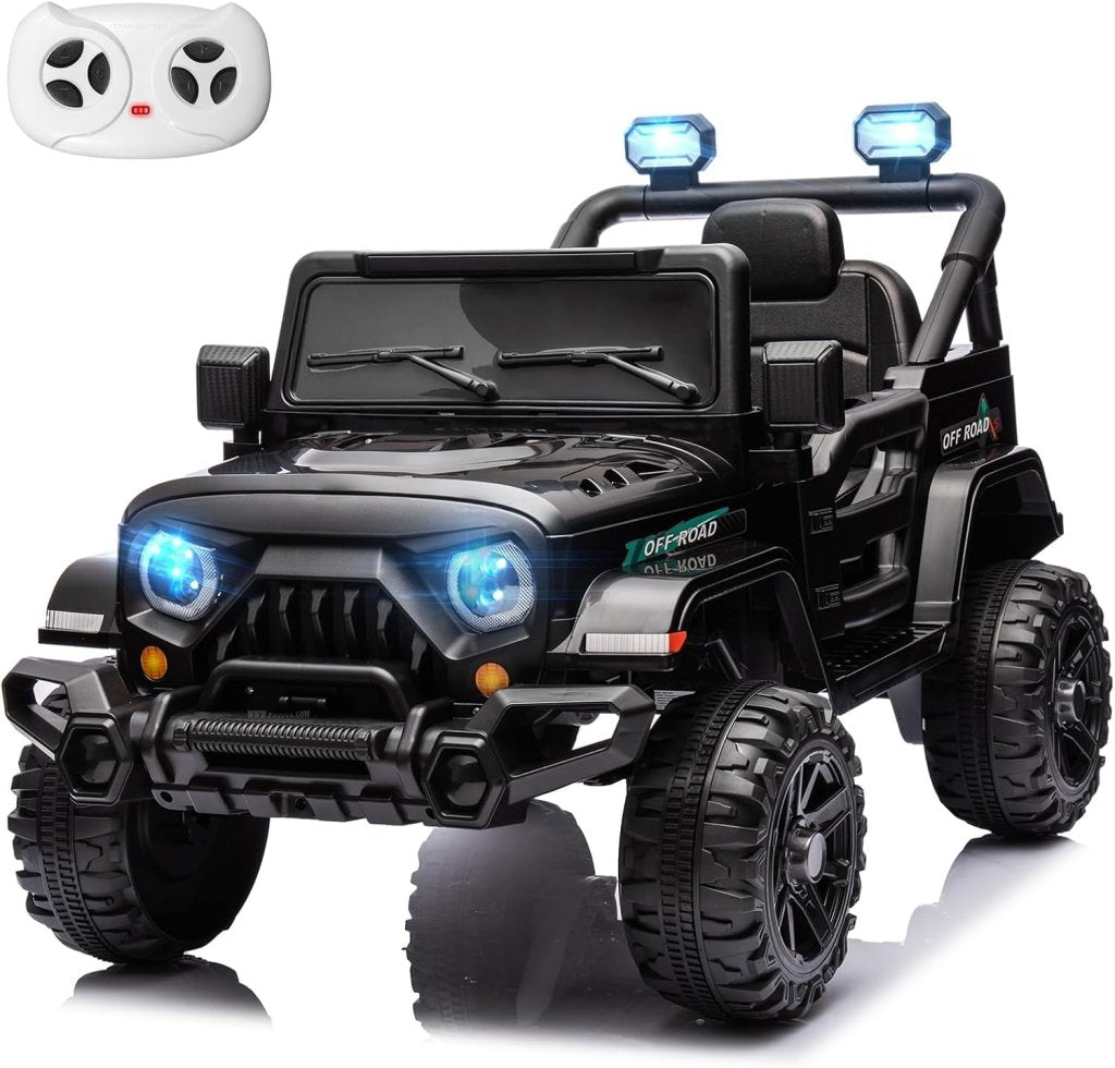 12V Kids Electric Ride on Truck Car Remote Control, Twin 35W Motors 3.5MPH Max Speed, Bluetooth USB Music Player, 4 Wheels Suspension LED Lights Safety Belt, Gift for Boy & Girl - Rosy - Wigtrends