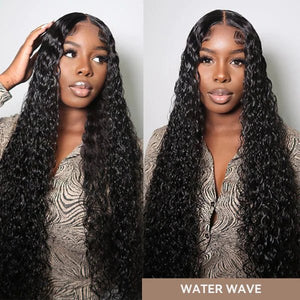 13x4 Lace Frontal Wig Water Wave Human Hair Wigs For Beginners Natural Black - Wigtrends
