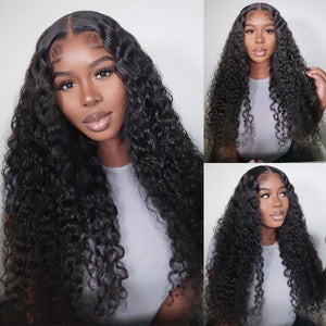 13x4 Lace Frontal Wig Water Wave Human Hair Wigs For Beginners Natural Black - Wigtrends
