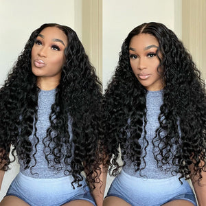 13x4 Lace Frontal Wig Water Wave Human Hair Wigs For Beginners Natural Black - Wigtrends