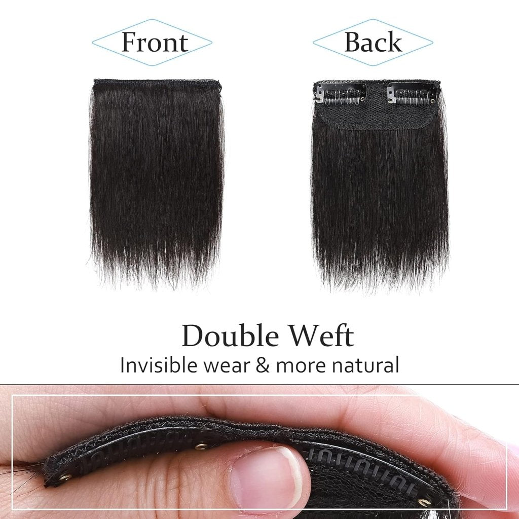 2 Pcs Short Hair Extensions Clip in Human Hair 6 Inch 20g Hairpiece Toppers for Women With Thinning Hair - Wigtrends