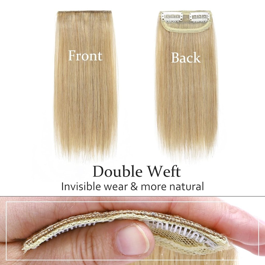 2 Pcs Short Hair Extensions Clip in Human Hair 6 Inch 20g Hairpiece Toppers for Women With Thinning Hair - Wigtrends