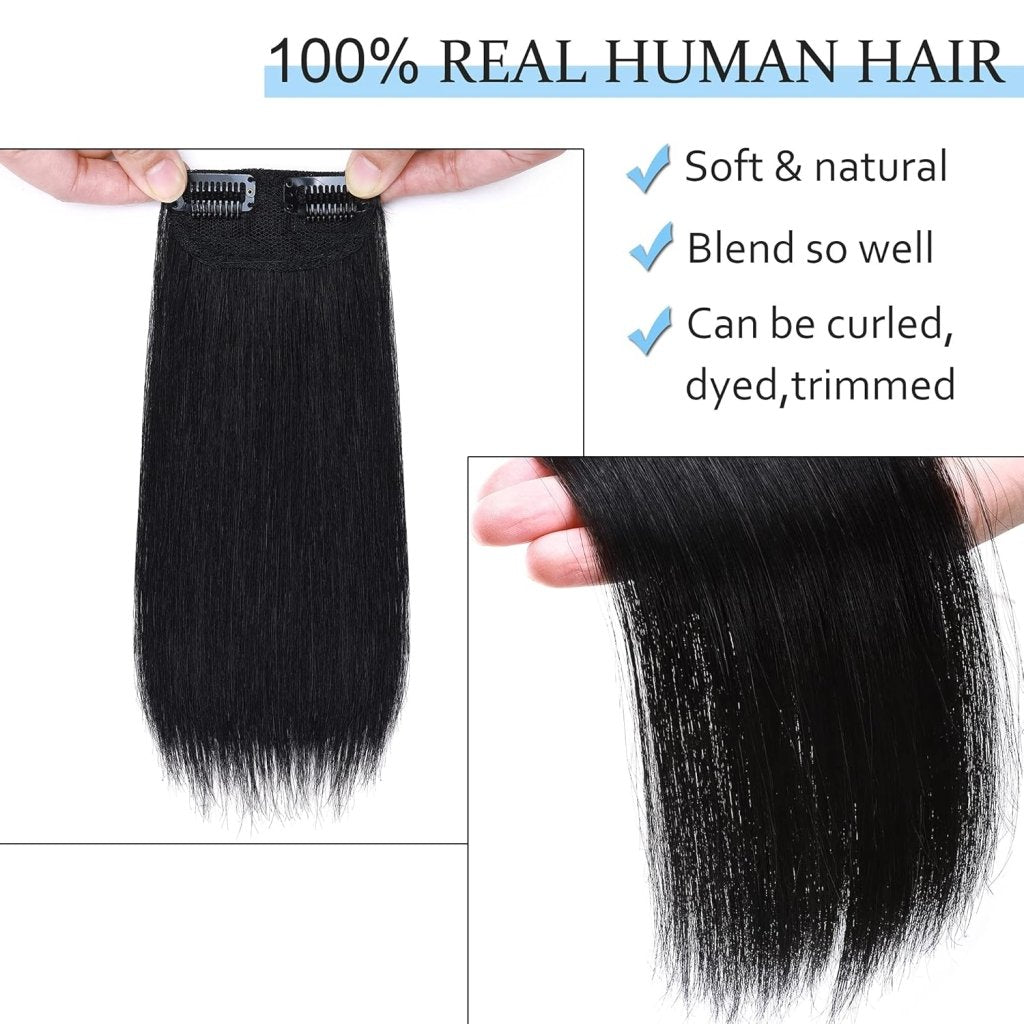 2 Pcs Short Hair Extensions Clip in Human Hair 6 Inch 20g Hairpiece Toppers for Women With Thinning Hair - Wigtrends