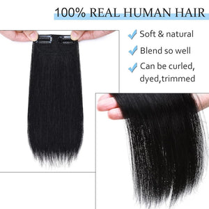 2 Pcs Short Hair Extensions Clip in Human Hair 6 Inch 20g Hairpiece Toppers for Women With Thinning Hair - Wigtrends