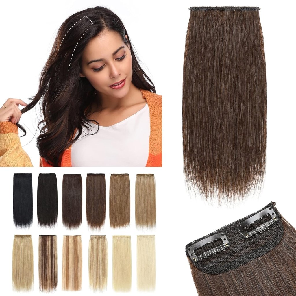 2 Pcs Short Hair Extensions Clip in Human Hair 6 Inch 20g Hairpiece Toppers for Women With Thinning Hair - Wigtrends
