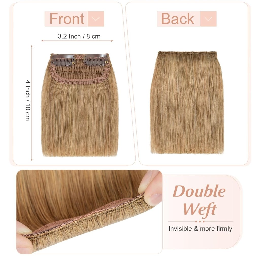 2 Pcs Short Hair Extensions Clip in Human Hair 6 Inch 20g Hairpiece Toppers for Women With Thinning Hair - Wigtrends