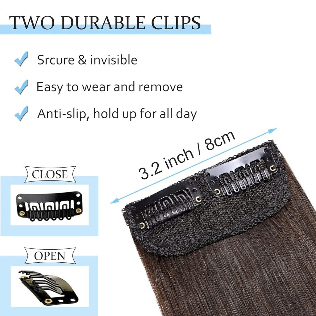2 Pcs Short Hair Extensions Clip in Human Hair 6 Inch 20g Hairpiece Toppers for Women With Thinning Hair - Wigtrends