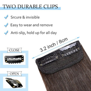2 Pcs Short Hair Extensions Clip in Human Hair 6 Inch 20g Hairpiece Toppers for Women With Thinning Hair - Wigtrends