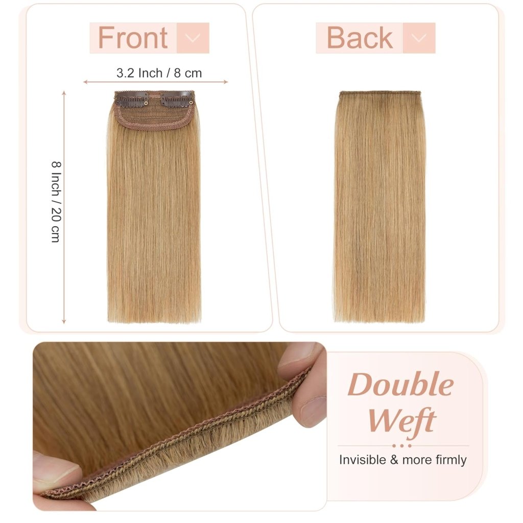 2 Pcs Short Hair Extensions Clip in Human Hair 6 Inch 20g Hairpiece Toppers for Women With Thinning Hair - Wigtrends