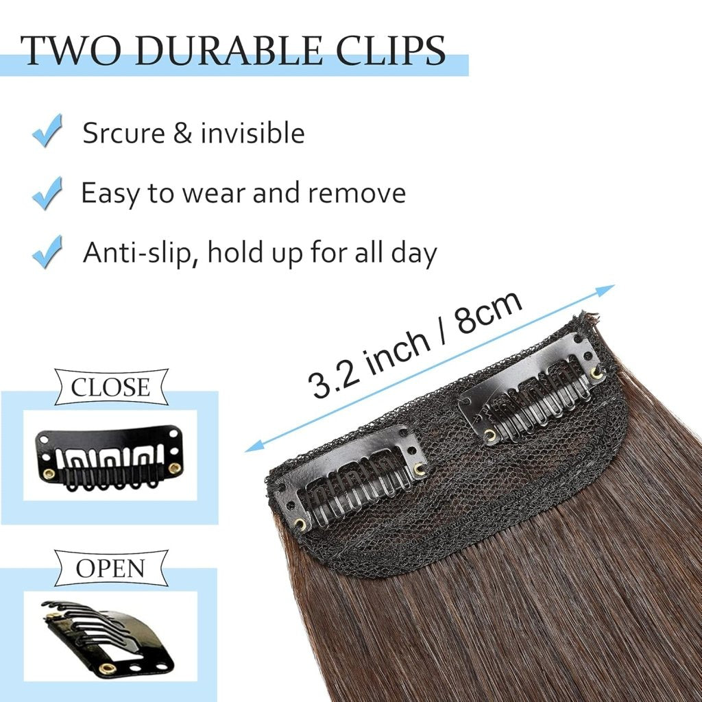 2 Pcs Short Hair Extensions Clip in Human Hair 6 Inch 20g Hairpiece Toppers for Women With Thinning Hair - Wigtrends