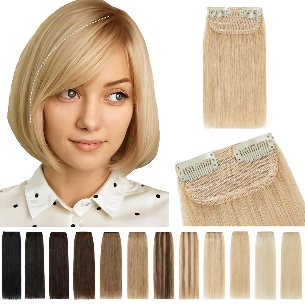 2 Pcs Short Hair Extensions Clip in Human Hair 6 Inch 20g Hairpiece Toppers for Women With Thinning Hair - Wigtrends