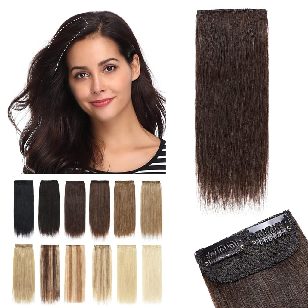 2 Pcs Short Hair Extensions Clip in Human Hair 6 Inch 20g Hairpiece Toppers for Women With Thinning Hair - Wigtrends
