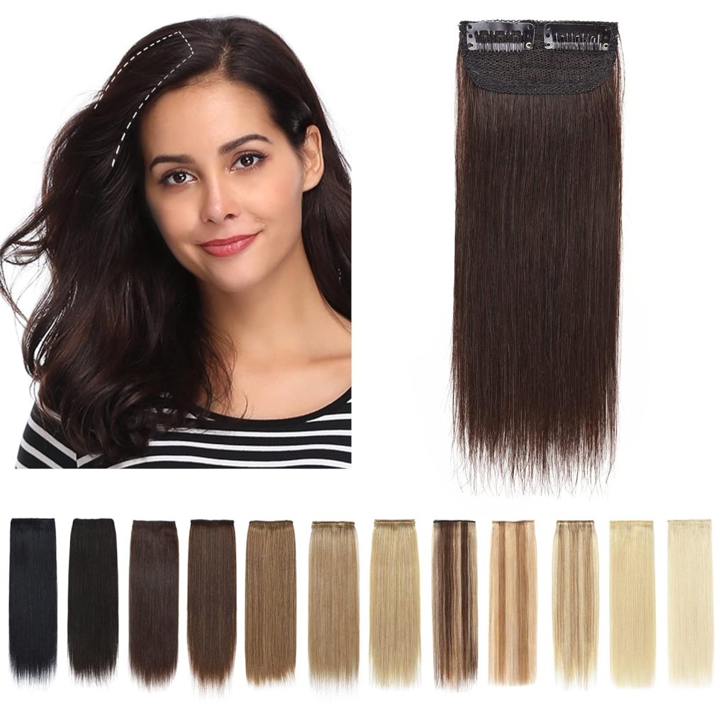 2 Pcs Short Hair Extensions Clip in Human Hair 6 Inch 20g Hairpiece Toppers for Women With Thinning Hair - Wigtrends