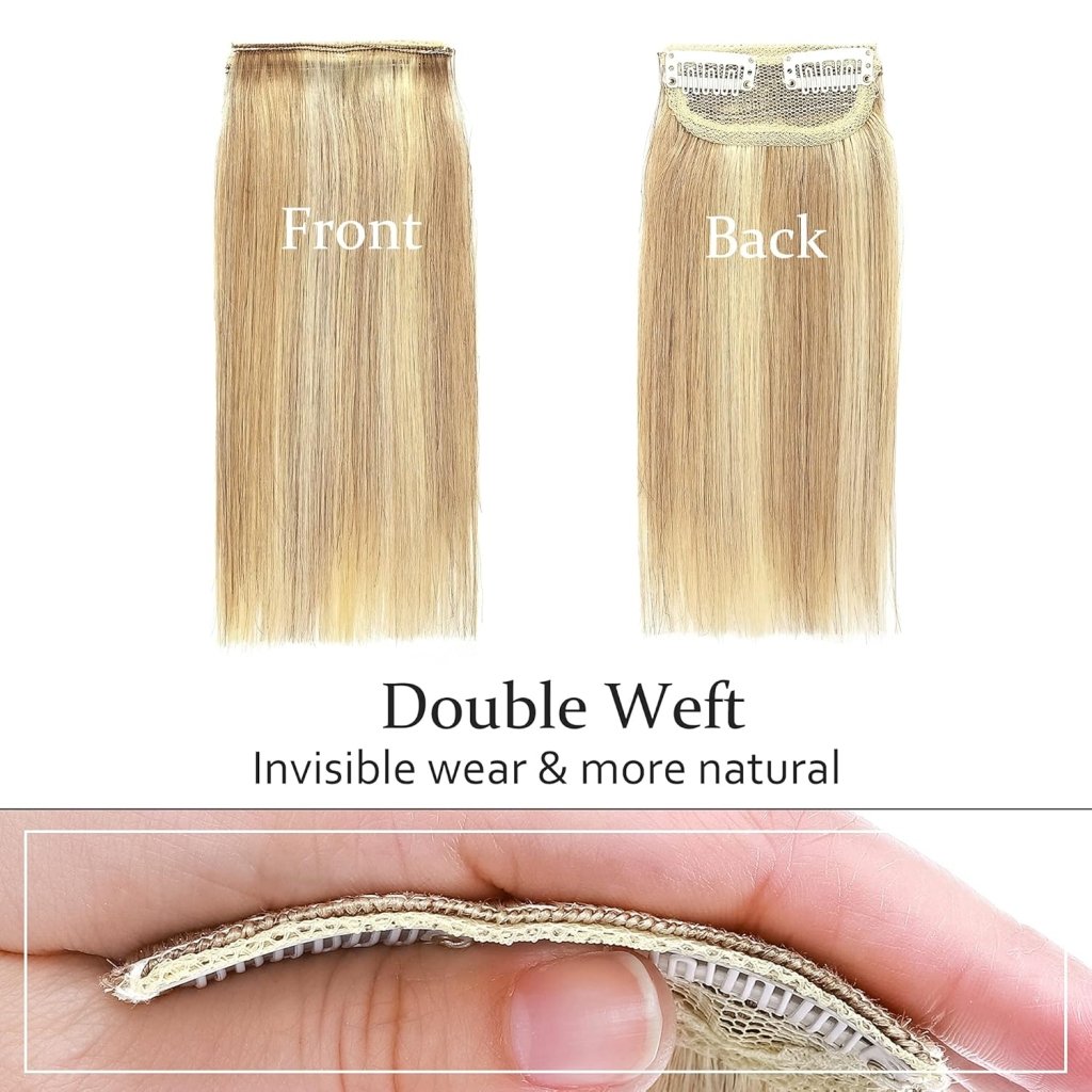 2 Pcs Short Hair Extensions Clip in Human Hair 6 Inch 20g Hairpiece Toppers for Women With Thinning Hair - Wigtrends