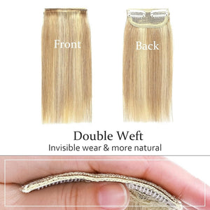 2 Pcs Short Hair Extensions Clip in Human Hair 6 Inch 20g Hairpiece Toppers for Women With Thinning Hair - Wigtrends