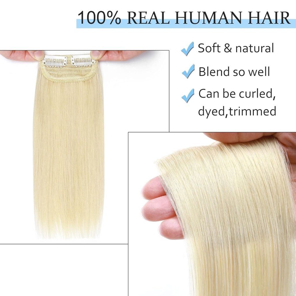 2 Pcs Short Hair Extensions Clip in Human Hair 6 Inch 20g Hairpiece Toppers for Women With Thinning Hair - Wigtrends