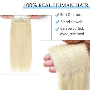 2 Pcs Short Hair Extensions Clip in Human Hair 6 Inch 20g Hairpiece Toppers for Women With Thinning Hair - Wigtrends