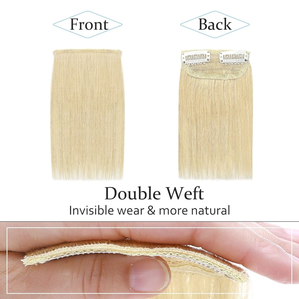2 Pcs Short Hair Extensions Clip in Human Hair 6 Inch 20g Hairpiece Toppers for Women With Thinning Hair - Wigtrends