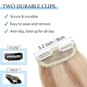 2 Pcs Short Hair Extensions Clip in Human Hair 6 Inch 20g Hairpiece Toppers for Women With Thinning Hair - Wigtrends