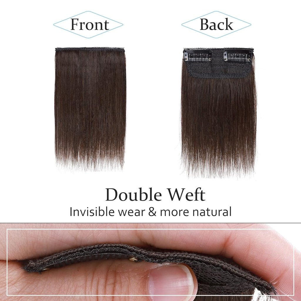 2 Pcs Short Hair Extensions Clip in Human Hair 6 Inch 20g Hairpiece Toppers for Women With Thinning Hair - Wigtrends