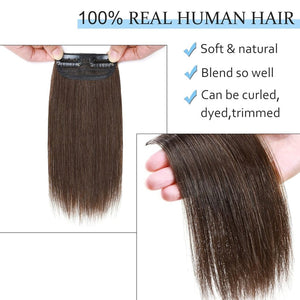 2 Pcs Short Hair Extensions Clip in Human Hair 6 Inch 20g Hairpiece Toppers for Women With Thinning Hair - Wigtrends