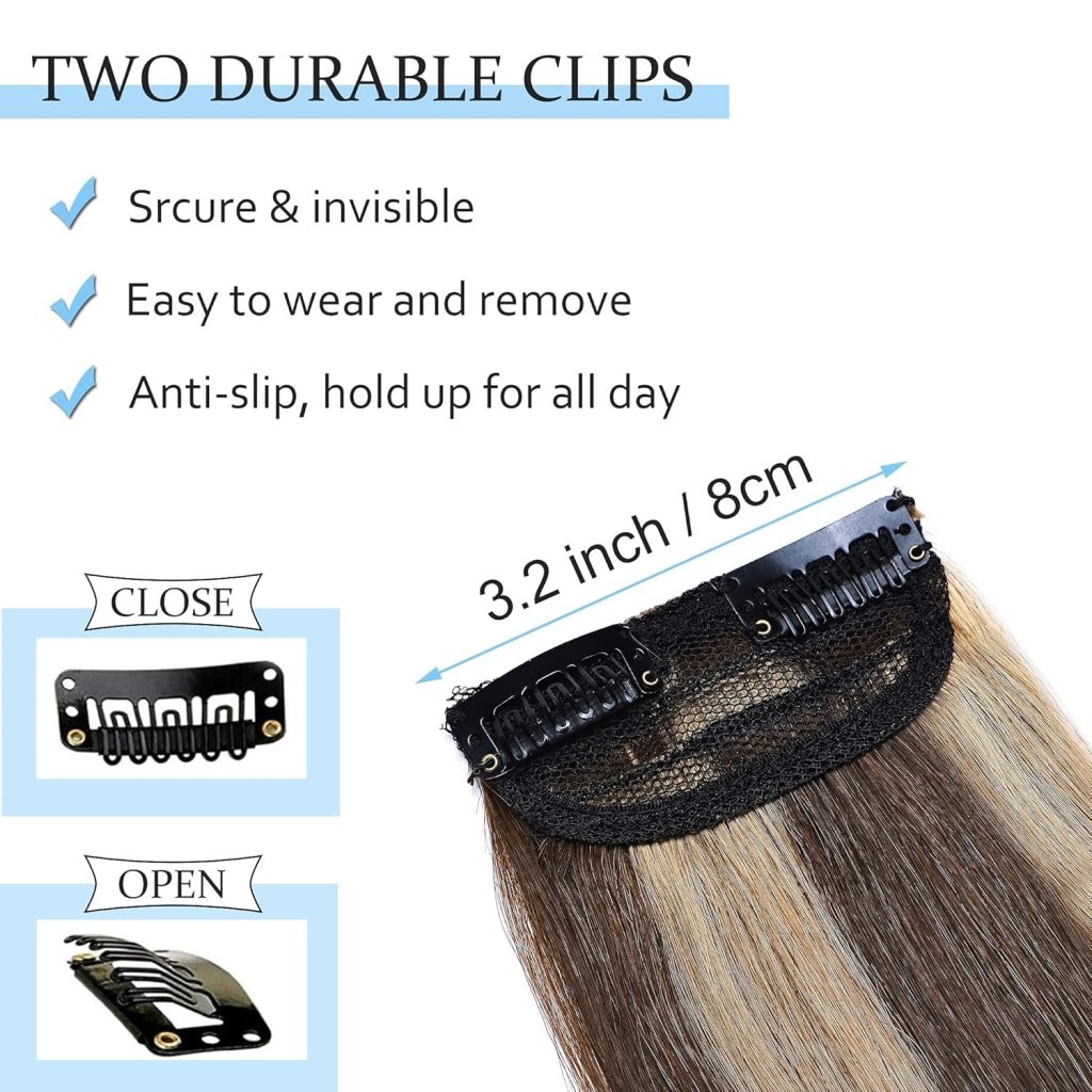 2 Pcs Short Hair Extensions Clip in Human Hair 6 Inch 20g Hairpiece Toppers for Women With Thinning Hair - Wigtrends