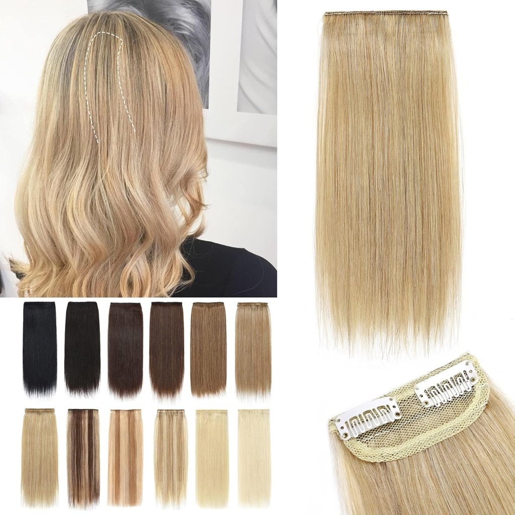 2 Pcs Short Hair Extensions Clip in Human Hair 6 Inch 20g Hairpiece Toppers for Women With Thinning Hair - Wigtrends