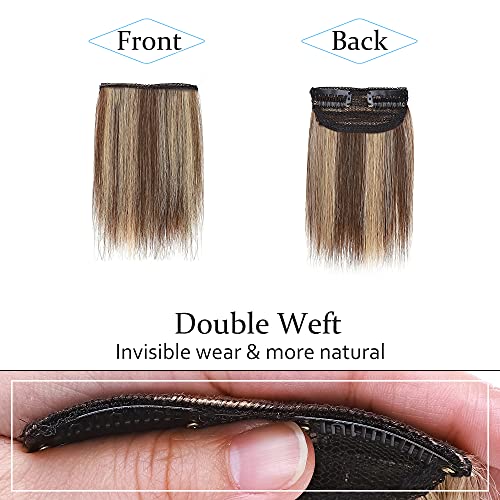 2 Pcs Short Hair Extensions Clip in Human Hair 6 Inch 20g Hairpiece Toppers for Women With Thinning Hair - Wigtrends