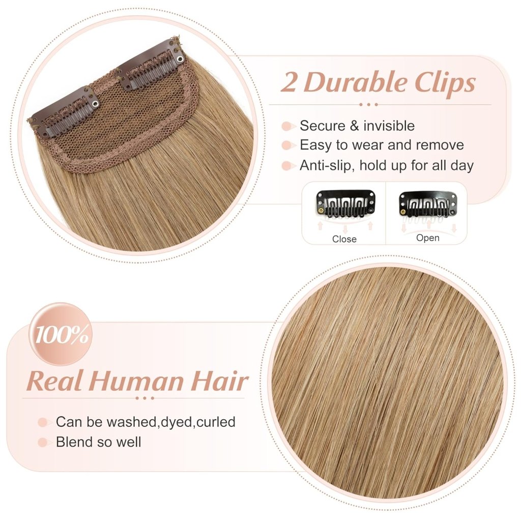 2 Pcs Short Hair Extensions Clip in Human Hair 6 Inch 20g Hairpiece Toppers for Women With Thinning Hair - Wigtrends