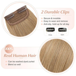 2 Pcs Short Hair Extensions Clip in Human Hair 6 Inch 20g Hairpiece Toppers for Women With Thinning Hair - Wigtrends