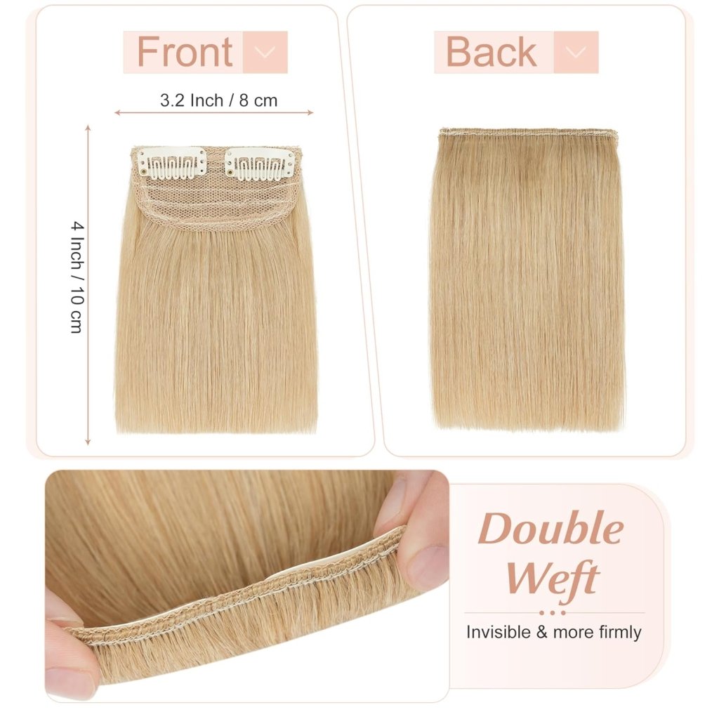 2 Pcs Short Hair Extensions Clip in Human Hair 6 Inch 20g Hairpiece Toppers for Women With Thinning Hair - Wigtrends